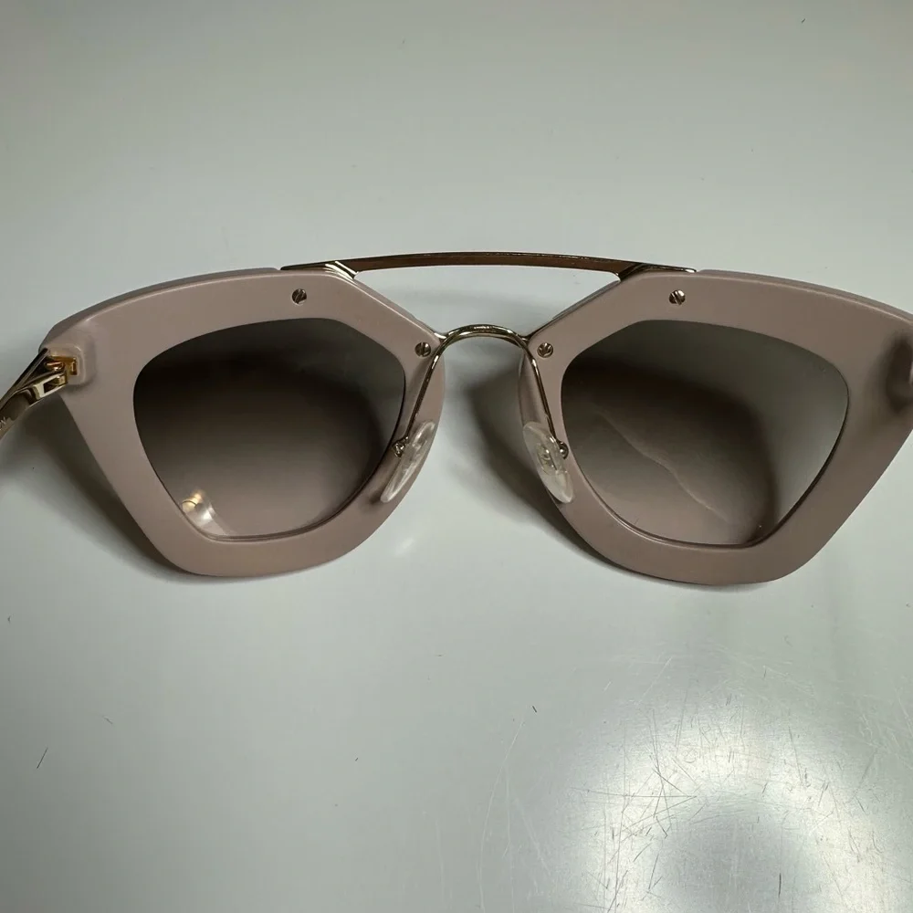 Prada Cinema Iconic Cat Eye Sunglasses 09Q Opal Pink Gold Aviator Gradient - Picture 6 of 14